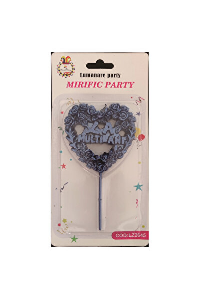 Mirific Party Lumânare albastră pentru tort, 7 cm, inimă, La mulți ani