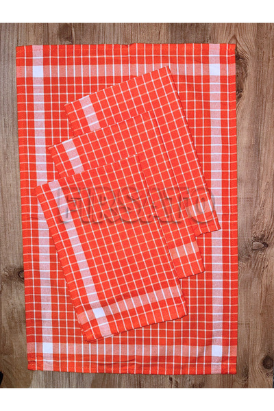 Fırsato Grida Checkered 4-Piece Kitchen Towel Set |   Drying Cloth, Oeko-Tex Certified, 45X65Cm