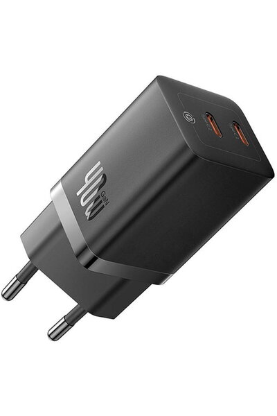 Baseus Wall Charger GaN5 40W, 2x USB C (Black)