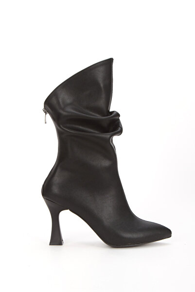 La Vivien Women's Black Bellows Thin Heeled Boots
