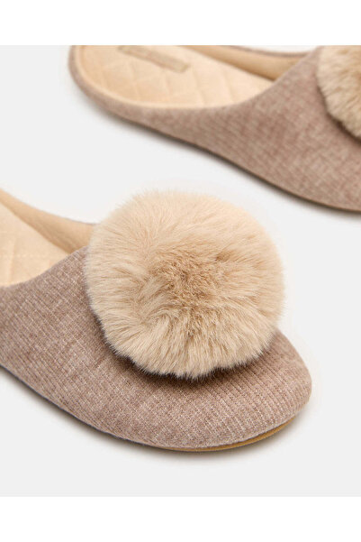 REDTAG Women Beige Pom Pom Closed Toe Slipper