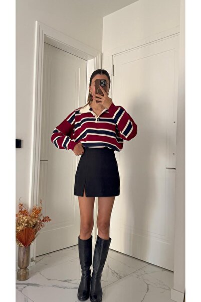 Solie Polo Collar Striped Knitwear Sweater