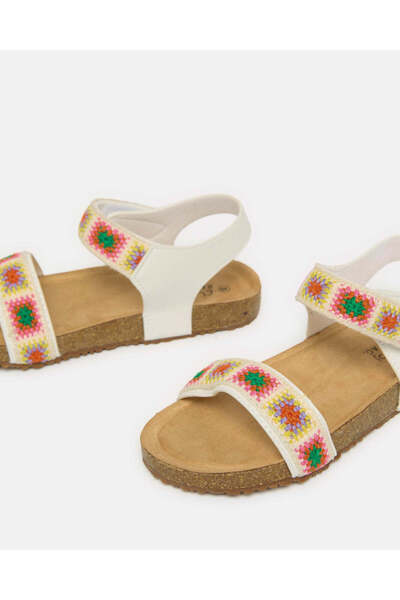 REDTAG Girls Cream Embellished Cork Sandal