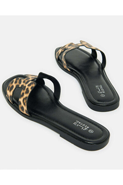 REDTAG Women Black Leopard Printed Mule