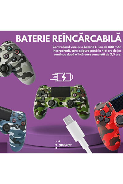 SDEPOT ® wireless controller, compatible with PS4, rechargeable, gray