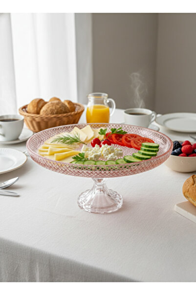 Ornamenti Dantel Dekorlu El İşçiliği Ayaklı Pasta Standı, Sunumluk 24 cm