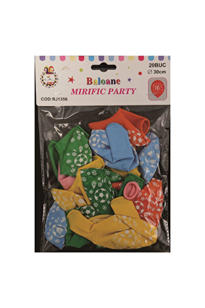 Mirific Party Balon latex pentru petrecere, multicolor, fotbal, 30 cm, 20 buc