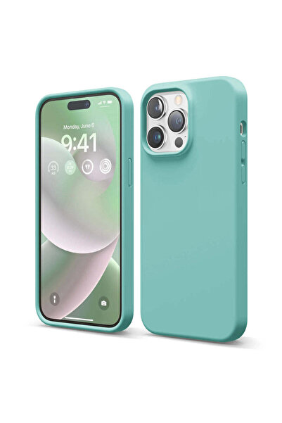 Casey Studios Husa Soft Silicone iPhone 14 Pro Max, Microfibra in Interior, de Protectie, Slim, Turqoise