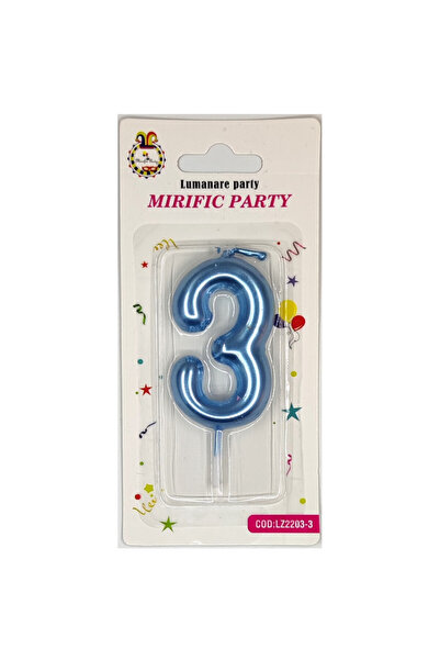 Mirific Party Lumânare albastră pentru tort, 6 cm, numărul 3