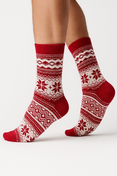 Plus Scorpion Men's Christmas Socks – Cotton, Patterned, Warm, Christmas Themed, Size 40-45