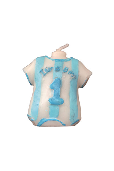 Mirific Party Lumânare tort albastră, albă, 6 cm, tricou fotbal, e băiat