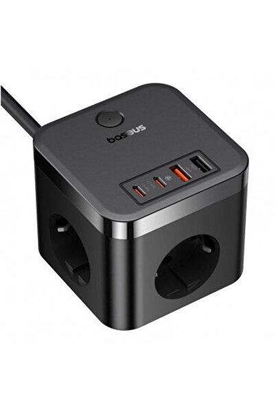 Baseus Quick Charge 30W, 3 x AC, 2 x USB Type-C Output 5V/3A, 2 x USB, lungime cablu 1.5m, negru "E00066400