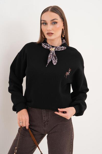 ŞİMAL Γυναικείο φούτερ με κέντημα με λεπτομέρεια από τρία νήματα 255435 -