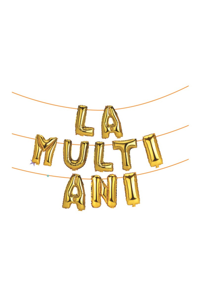 Mirific Party Gold Decorative Garland, 80 cm / 10 m, "La mulți ani"