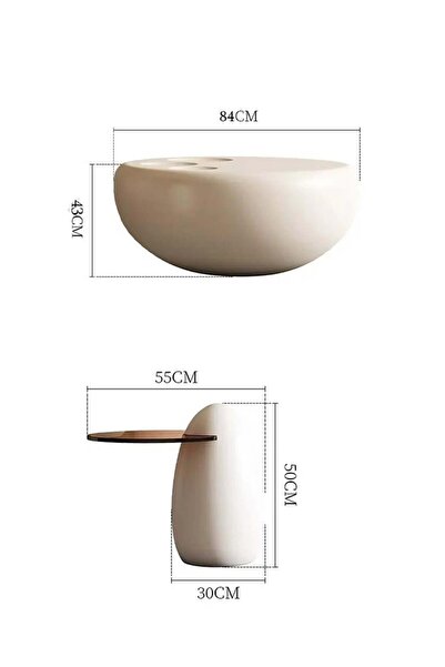 GESR HOME White Round Coffee Table Set with Serving Table