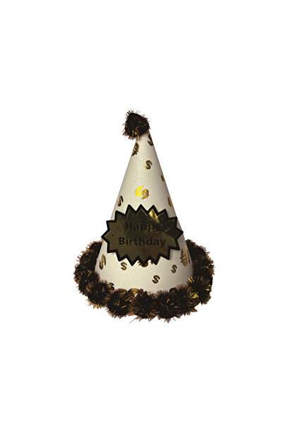 Mirific Party Pălărie conică pentru petrecere, alb/negru/auriu, 24 cm, „La mu...