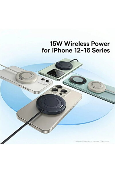 Baseus Wireless Charger with Universal Stand Qi2 15W Type-C 1m Black