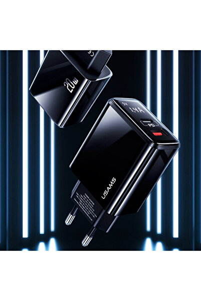 Usams KF235187 Type-C PD 20W, USB QC3.0 Black