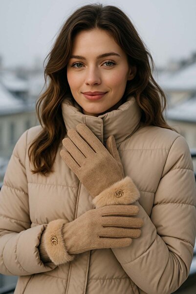 REMSA Fur Detail Women's Cashmere Gloves Eld-29 Mink