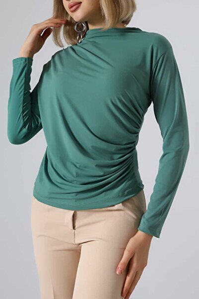 Sabr بلوزة ساندي تيولر فستان بتجاعيد مجمّعة – مريحة وأنيقة