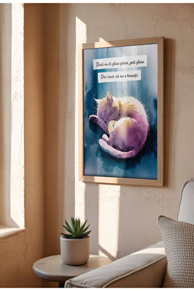 21mxm Poster pe pânză neînrămat cu citat de pisică în limba română - Imprimeu digital - Poti Pleca