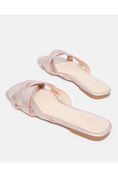 REDTAG Women Gold Embellished Trim Mule