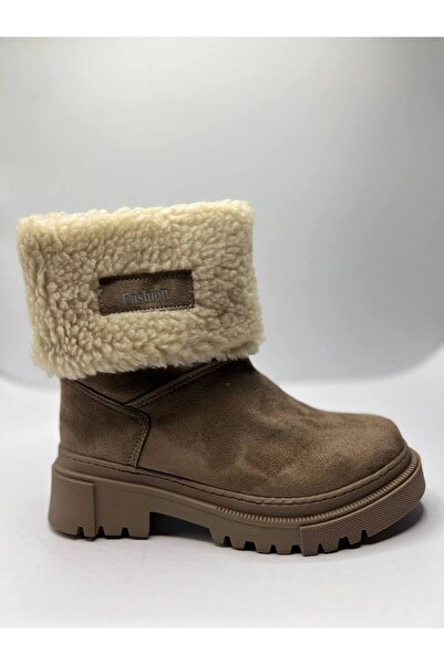 GK SHOES Siyah Süet Kürklü Kadın Bot