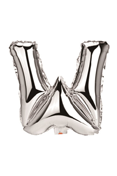 Mirific Party Balon petrecere, folie metalică argintie, 80 cm, litera W