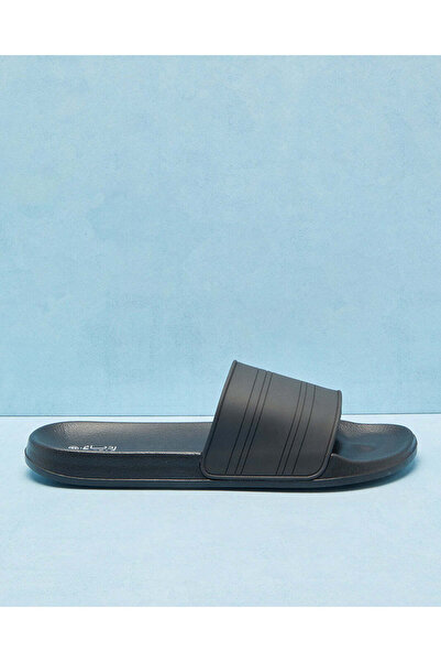 REDTAG Men Black Striped Slide