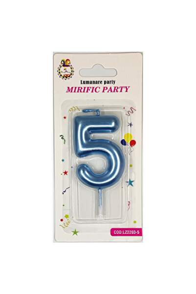 Mirific Party Lumânare albastră pentru tort, 6 cm, numărul 5