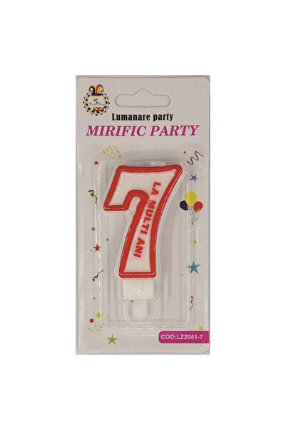 Mirific Party Lumânare tort, albă și roșie, 7 cm, numărul 7