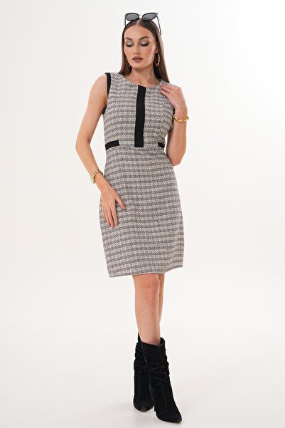 ŞİMAL Women's Paneled Sleeveless Chanel Dress 255372 -