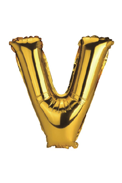 Mirific Party Balon folie petrecere, auriu metalic, 40 cm, litera V