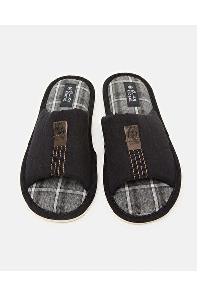 REDTAG Men Black Plain Slipper