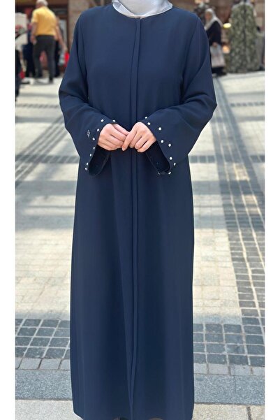 Çt Çeyizci Tekstil Simple Daily Full Length Navy Blue Robe