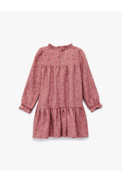 Koton Φόρεμα με μακρύ μανίκι ψηλός λαιμός με λουλουδάτο σχέδιο από βισκόζη