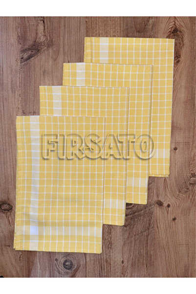 Fırsato Grida Checkered 4-Piece Kitchen Towel Set |   Drying Cloth, Oeko-Tex ...