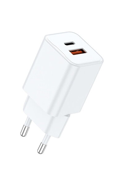 lemontti LEMIRDPGT30WA GaN Dual Port 1x Type-C,1x USB-A, 30W, EU Plug, Alb
