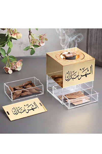 Story of candle Acrylic Incense Burner with Storage Box engraved 'Blessed Month' and Moroki Incense Stick