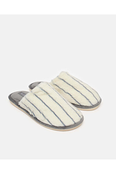 REDTAG Men White And Grey Striped Slippers