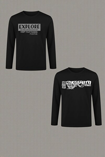 cm buseyiz Pachet de 2 cu imprimeu cu mânecă lungă basic Unisex pentru copii ...