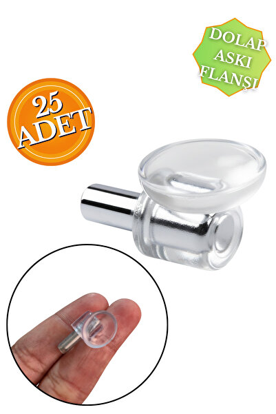 HOBİDABİ Vantuzlu Raf Pimi Şeffaf Cam Tutucu Mobilya Dolap Pimi (25 ADET)