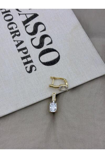 Hedef Bijuteri Xuping Gold Renk Baget Zirkon Taşlı Taşlı U Model Küpe