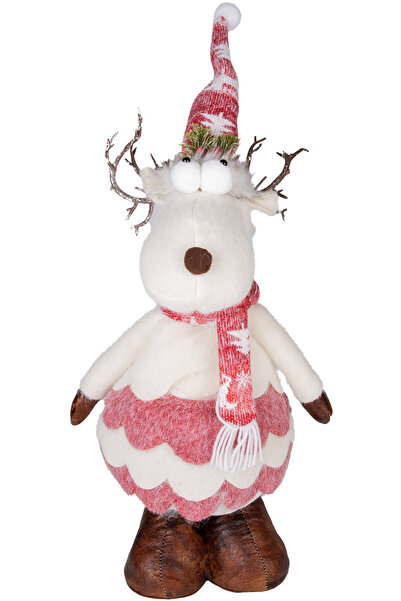 Herdekora Ornament de Crăciun, Figurină de elan, Roșu-Alb - 22x68 cm