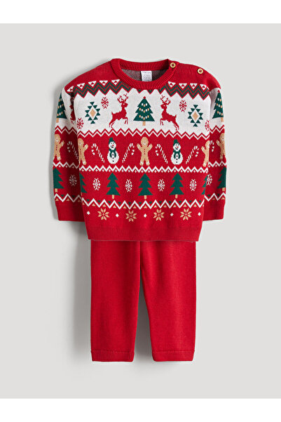 LC Waikiki Crew Neck Long Sleeve Christmas Themed Baby Boy