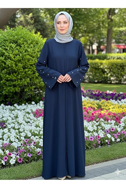 Çt Çeyizci Tekstil Simple Daily Full Length Navy Blue Robe