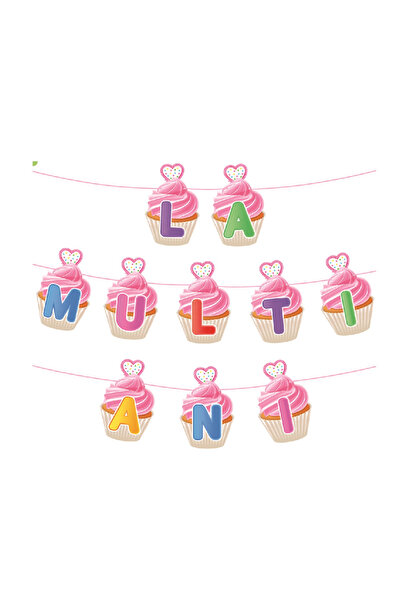 Mirific Party Ghirlandă decorativă multicoloră, 4,5 m, cutie cu brioșe „La mu...