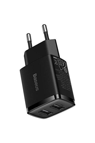 Baseus Compact Quick Charger, 2x USB, 10.5W (black)