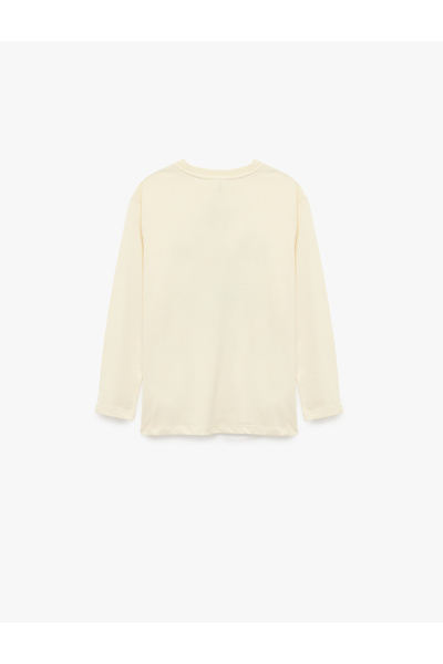 Koton Crew Neck Cotton Printed Long Sleeve T-Shirt