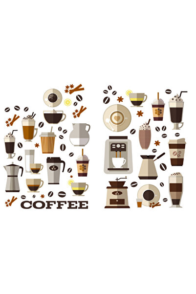 4Decor Autocolant decorativ de perete - Pauză de cafea, 2 bucăți, 70 x 50 cm